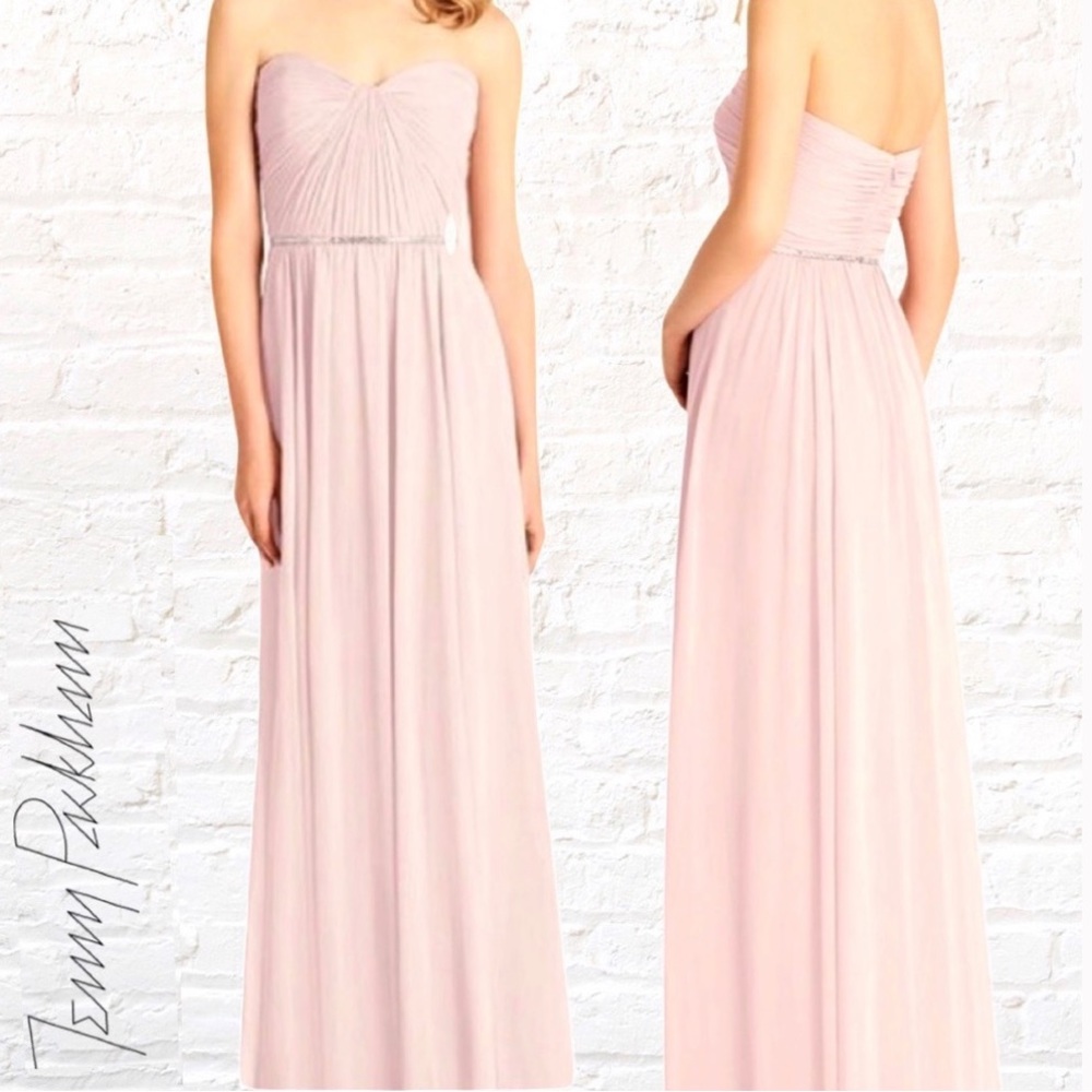 NWT Jenny Packham Strapless Beaded Lux Chiffon Maxi Dress Gown Cocktail …